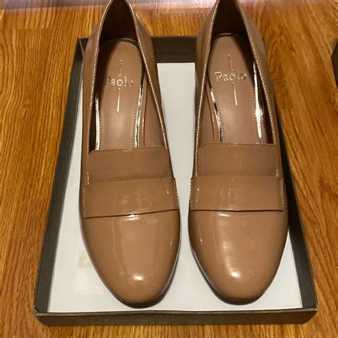 Blush Nude Patent Leather Heeled Loafers Gem