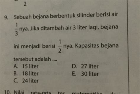 9 Sebuah Bejana Berbentuk Silinder Berisi Air Studyx