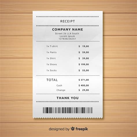 Free Vector Receipt Template Collection With Realistic Design