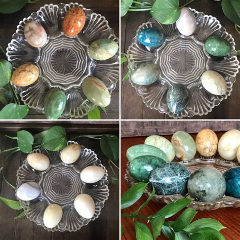 Stone Eggs Set Of 6 Hand Carved Easter Decoration Etsy Easter