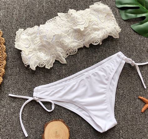 Pop Sexy White Lace Split Bikini On Luulla
