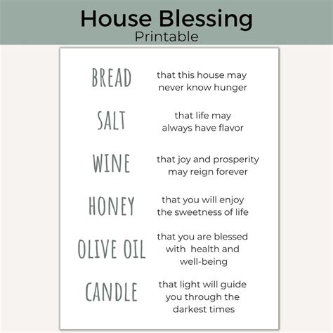 Housewarming Printable House Blessing Printable Bread Salt Wine New