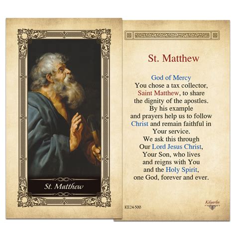 St Matthew Kilgarlin Laminated Prayer Card Shopcatholic