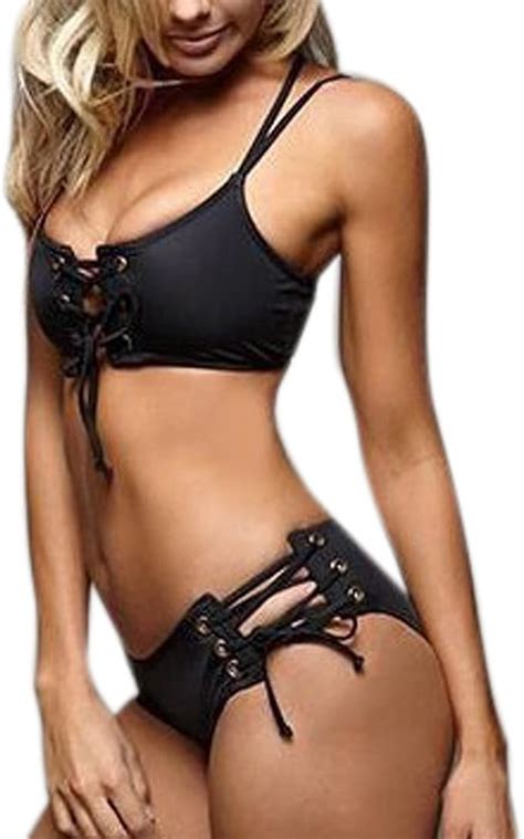NINGSANJIN Bikini Damen Set Sexy Push Up Set Neckholder Strap Zweiteiliger Badeanzug BH Extrem