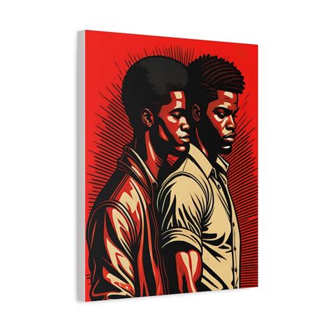Power Of Two Black Gay Canvas Male Couple Lgbtqia Queer Print Dorm Room Decor Modern Pop Art