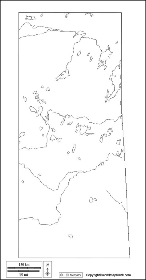 Printable Blank Map Of Saskatchewan Outline PNG Map Printable