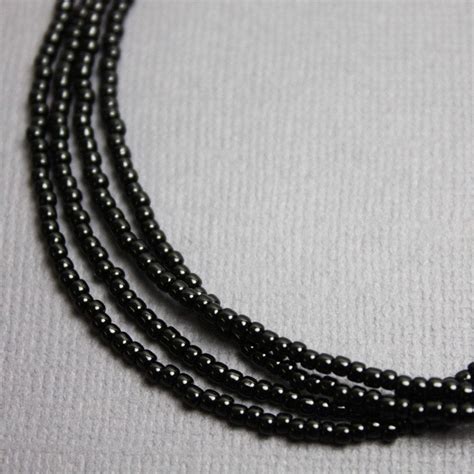 Black Seed Bead Necklace Long Black Seed Bead Necklace Black Etsy