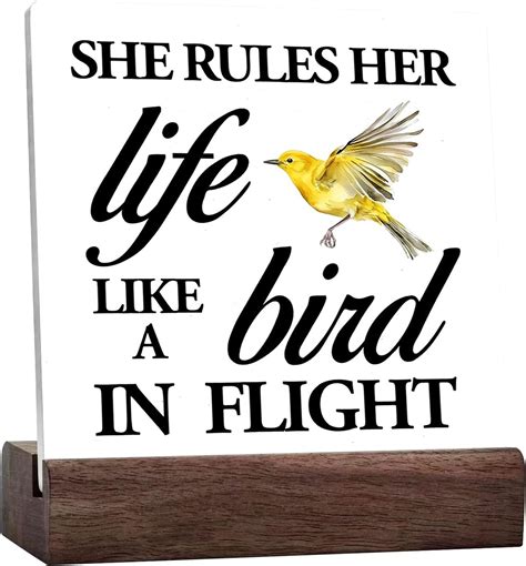 Ceramic Sign 4x4 Inch She Rules Her Life Like A Bird In Flight Ceramic