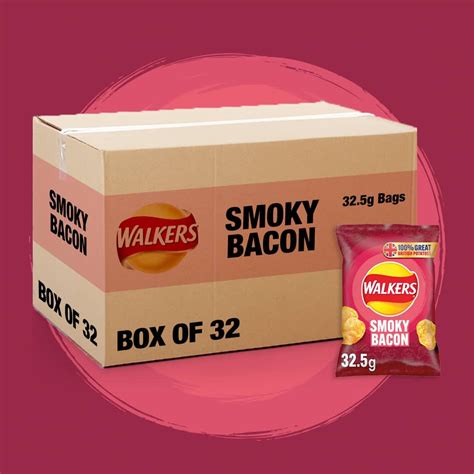 32x Walkers Smoky Bacon 32 5g One Pound Crisps