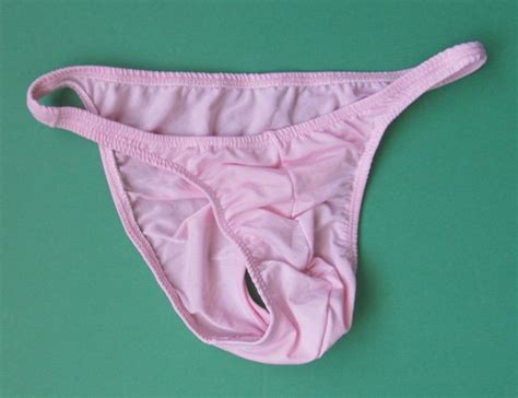 K E Mens Sexy Tanga Bikini Soft Knit Lt Pink