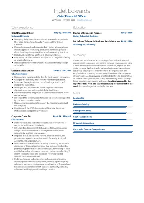 Cfo - Resume Samples and Templates | VisualCV