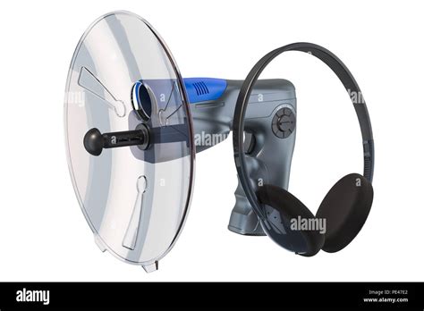 Parabolic microphone with headphones, 3D rendering isolated on white ...