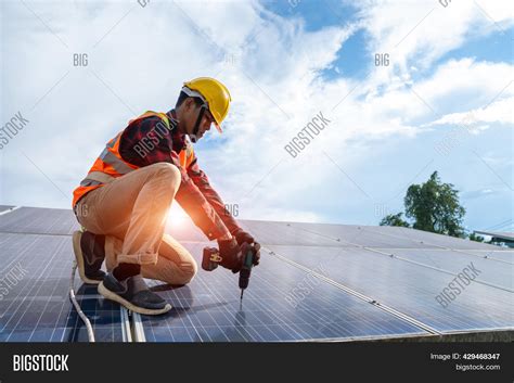 Solar Panel Technician Image Photo Free Trial Bigstock