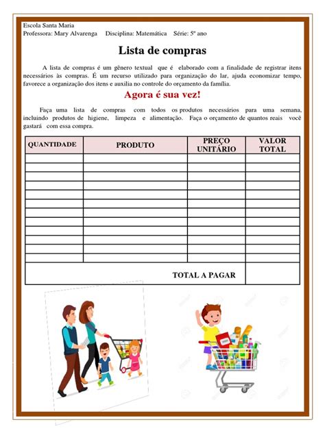 Atividade Lista De Compras - Lista de Compras | Economias | Business | Avaliação gratuita de 30 dias ...