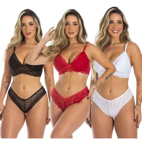 Kit Conjuntos De Lingerie Calcinha E Sutiã Renda Atacado MercadoLivre