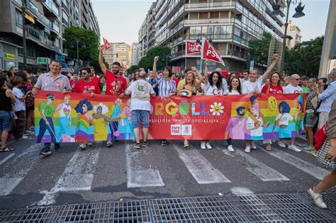 Protesters Celebrating LGBT Gay Pride In Valencia Editorial Image Image Of Lesbian Symbol