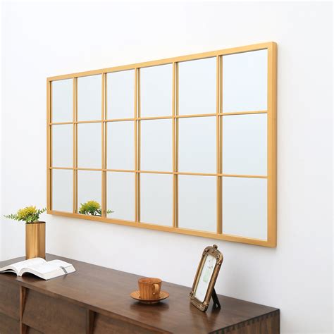 Latitude Run® Decorative Large Rectangle Metal Window Pane Wall Mirror