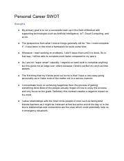 personal career swot  personal career swot strengths  primary goal   run