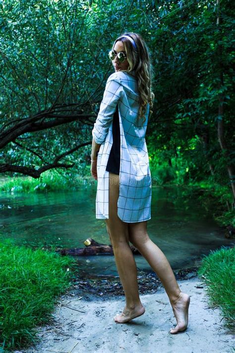 Beautiful Blonde Girl Posing In The Wild Style Beauty Fashion Concept Stock Image Image Of