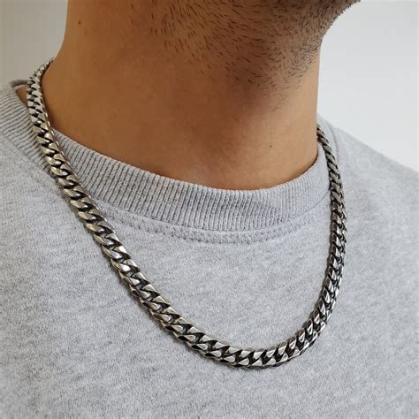 Mm Cuban Link Stainless Steel Necklace Curb Chain For Men Etsy