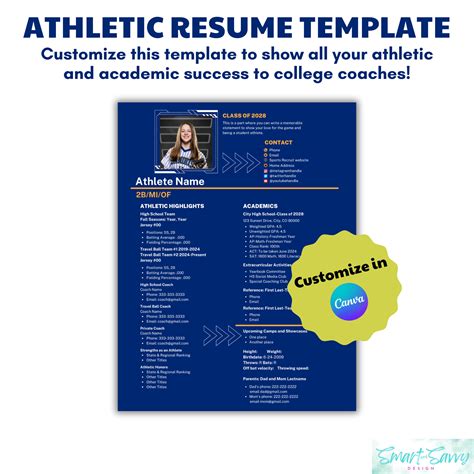 All-sports Athletic Resume Template for College Recruitment, Editable