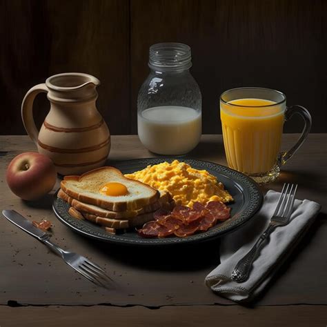 Premium Photo Bacon Eggs And Toast Breakfast