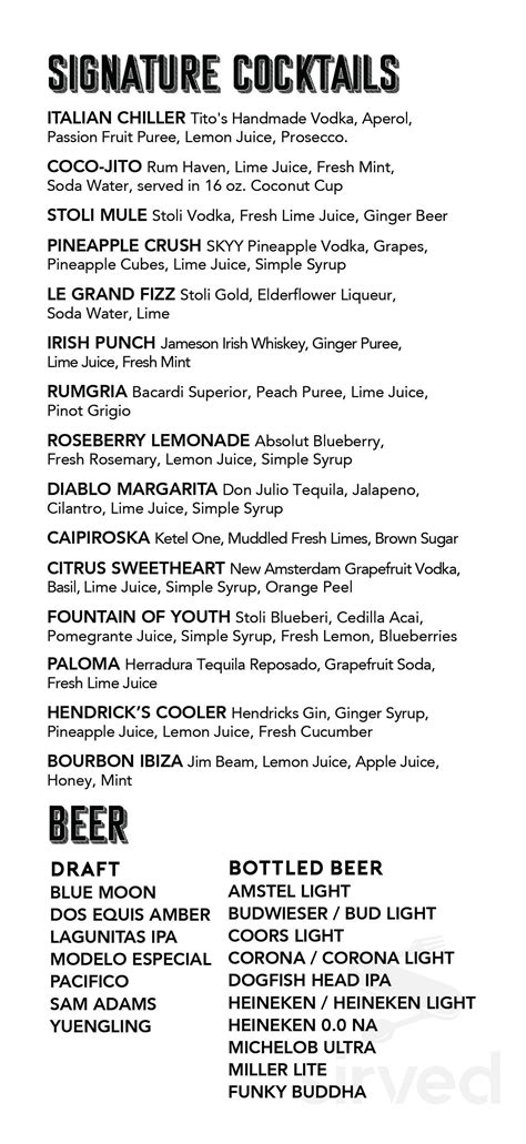 Cafe Ibiza menu in Fort Lauderdale, Florida, USA