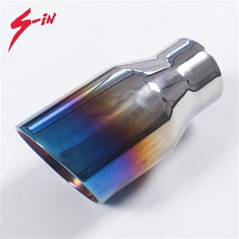 Universal Auto SS304 Exhaust Tip With Chroming Blue End Slant Cut End