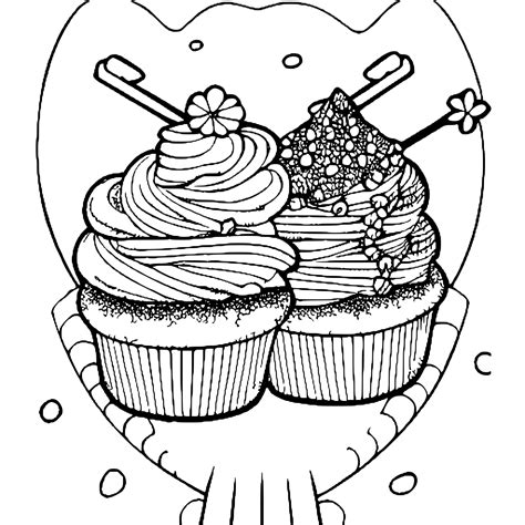 Dibujo Para Colorear De Cupcakes Y Piruletas Kawaii Creative Fabrica