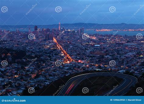 Night View of San Francisco, California City Center Stock Photo - Image ...