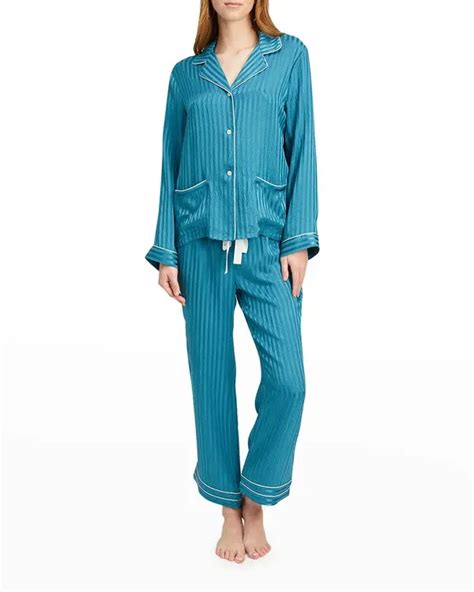 Morgan Lane Jane Faye Striped Pajama Set Deep Sea Editorialist