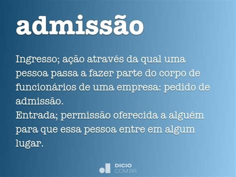 O Que Quer Dizer Admissão