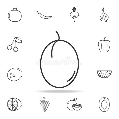 Icono Del Ciruelo Sistema Del Icono De Las Frutas Y Verduras Diseño