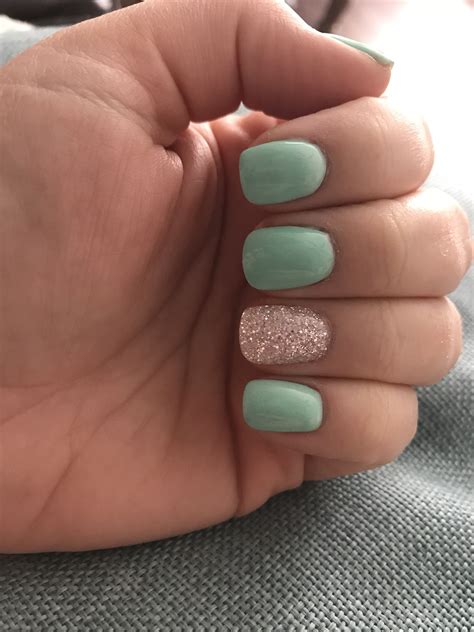 Mint Glitter Nails