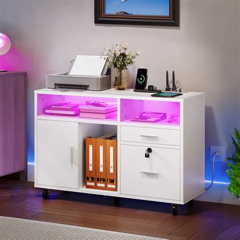 Free Shipping Dextrus Wood File Cabinet With Led Light And Lock