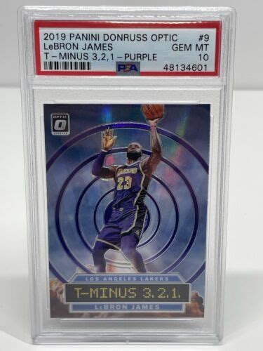 LeBRON JAMES 2019 Donruss Optic T Minus 3 2 1 Purple 9 Lakers PSA 10