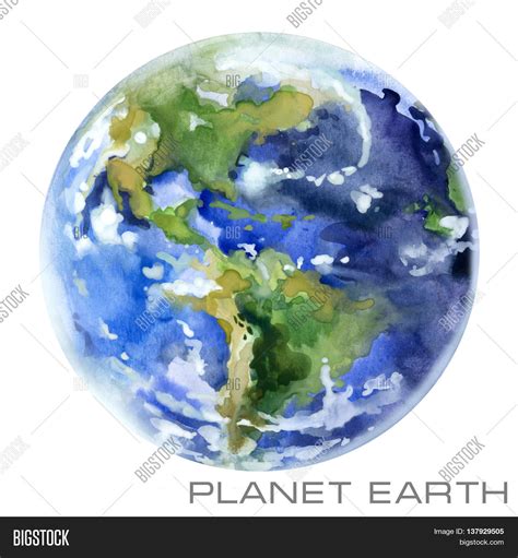 Planet Earth Earth Watercolor Image Photo Bigstock