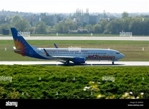 Jet2 Boeing 737 8MG Taxiing At Birmingham Airport UK G JZHM Stock