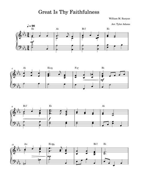 Great Is Thy Faithfulness Solo Piano Arr Tyler Adams By William M