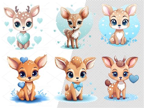 30 Digital Cute Fawn Clipart Set, Cute Fawn Sticker, Cute Fawn ...