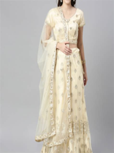 Buy The Chennai Silks Cream Coloured Embroidered Ready To Wear Lehenga