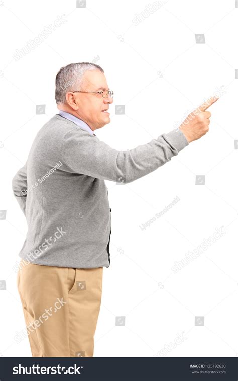Angry Mature Man Pointing Finger Threatening Stock Photo 125192630