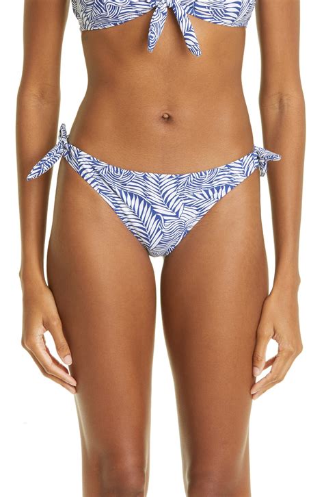 Buy LEMLEM Palm Leaf Side Tie Bikini Bottoms Royal Blue At 42 Off