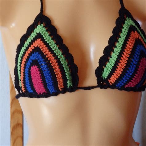 Maillot De Bain Bikini Au Crochet Couleurs Vives Haut De Bikini Bas De Bikini Etsy France
