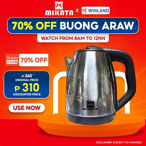 Mikata By Winland Liters Electric Kettle Stainless Body V W