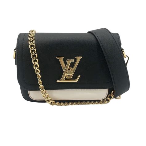 Louis Vuitton Lockme Tender 金鍊掀蓋兩用包m58557 黑米 Lv路易威登 Yahoo奇摩購物中心