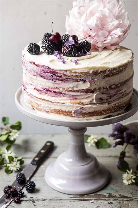 Blackberry Lavender Naked Cake With White Chocolate Buttercream Half Baked Harvest