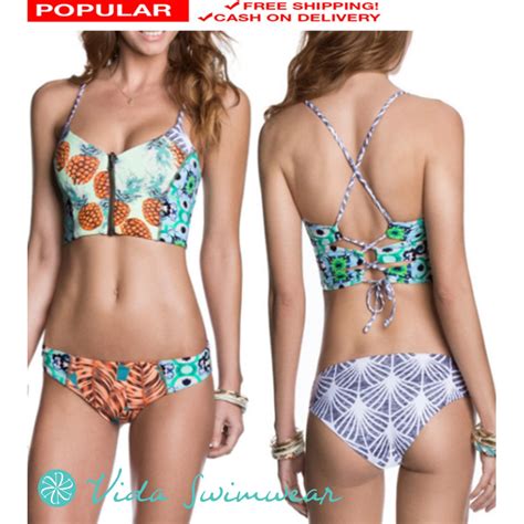 Bikini Reversible Swimsuit Two Piece Bikini Zip Up Swimwear Shopee Philippines