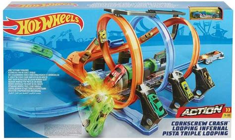 Hot Wheels Corkscrew Crash bane Aktion racer bilbaner til børn FTB65 Shop eurotoys dk