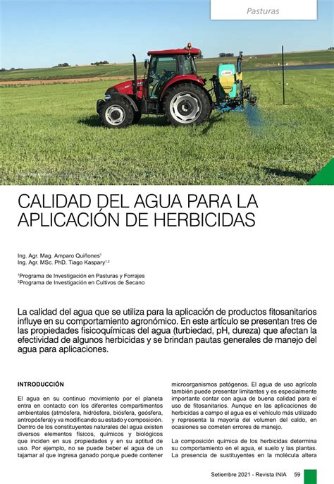 PDF CALIDAD DEL AGUA PARA LA APLICACIÓN DE HERBICIDAS